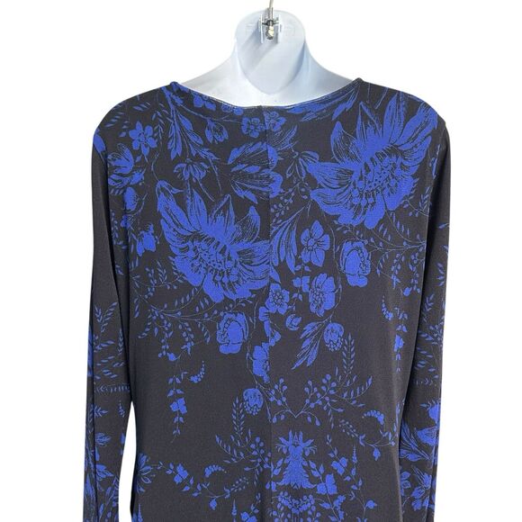 FUZZI Jean Paul Gaultier Dress Plus Size 22 Black Blue Floral Pullover Mesh NEW - Picture 10 of 13